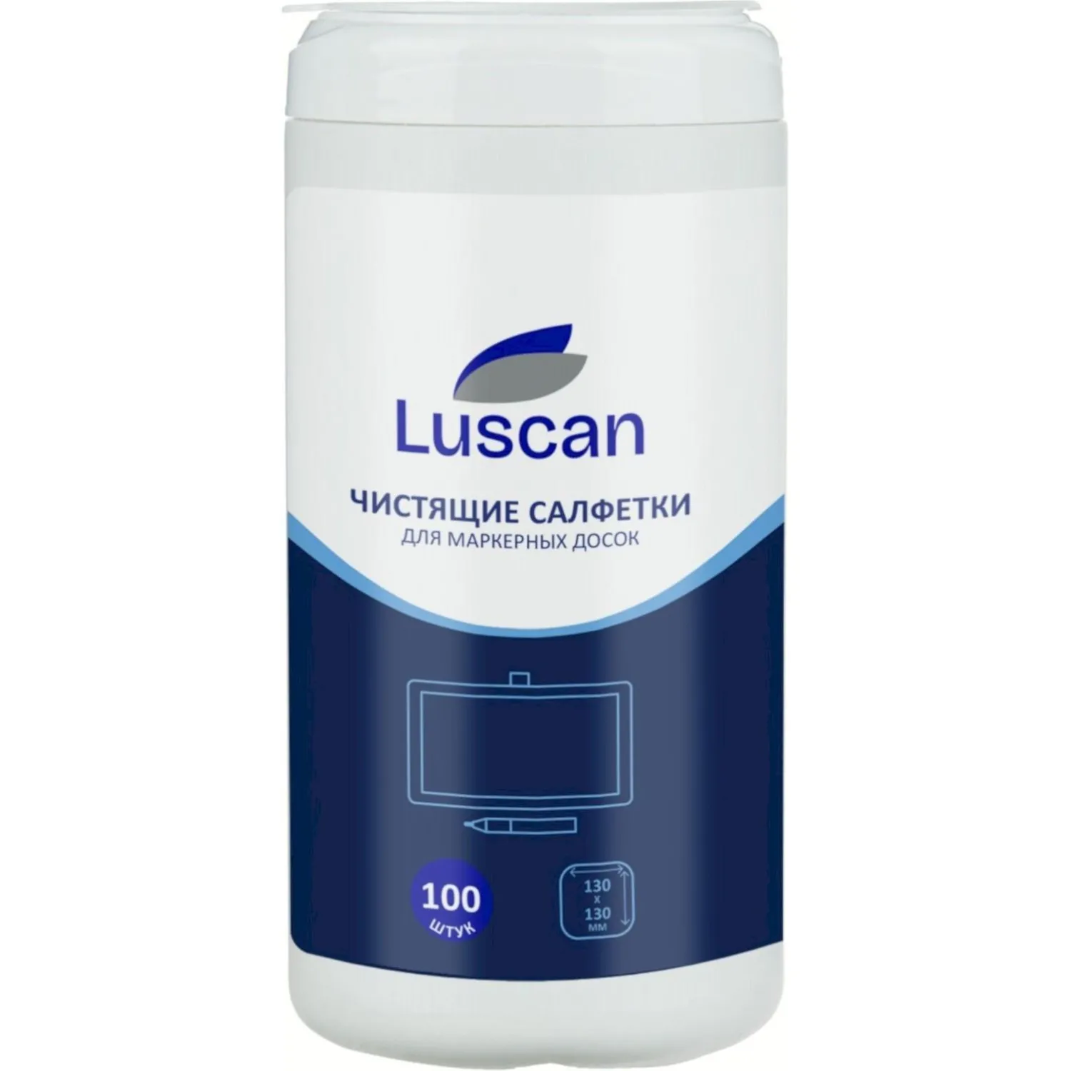 Салфетки для маркерных досок влажные Luscan 100шт, 130х130 - фото 1