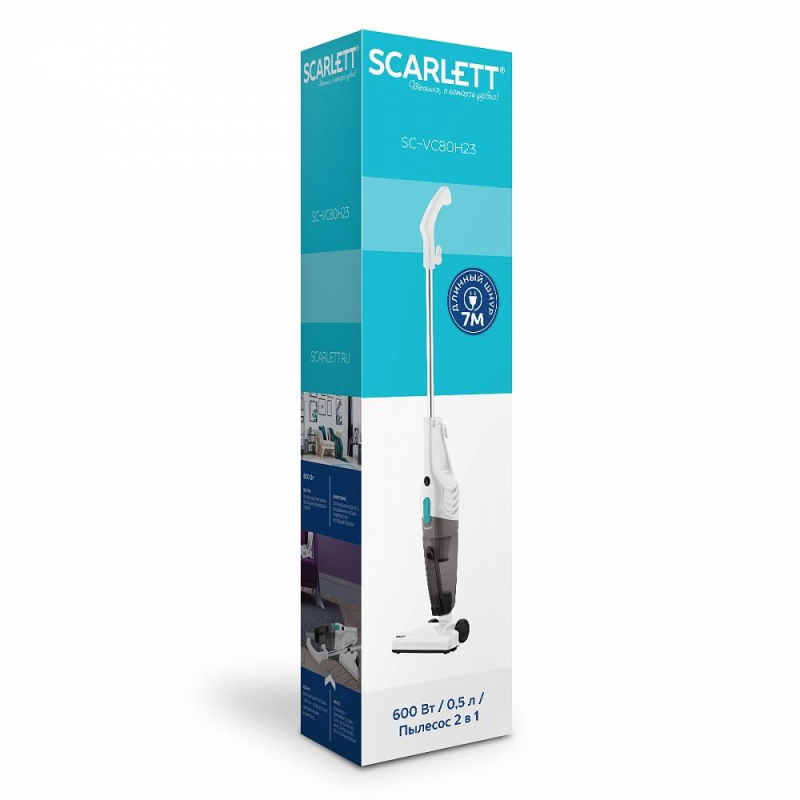 Пылесос SCARLETT SC-VC80H23, вертикальный, 600Вт, белый - фото 4