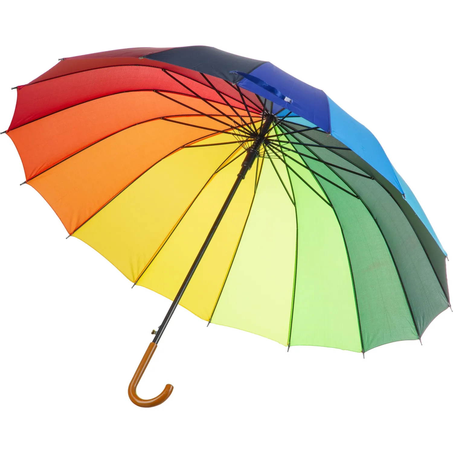 Зонт трость полуавт.Радуга с пластик.ручкой, 16спиц, разноцв., HD-HW05(H/T) - фото 1