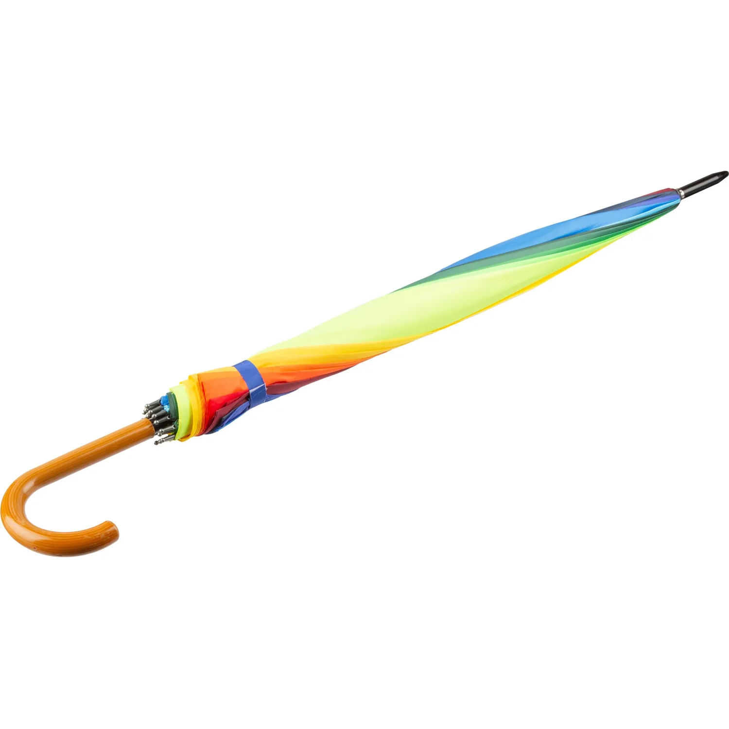 Зонт трость полуавт.Радуга с пластик.ручкой, 16спиц, разноцв., HD-HW05(H/T) - фото 4