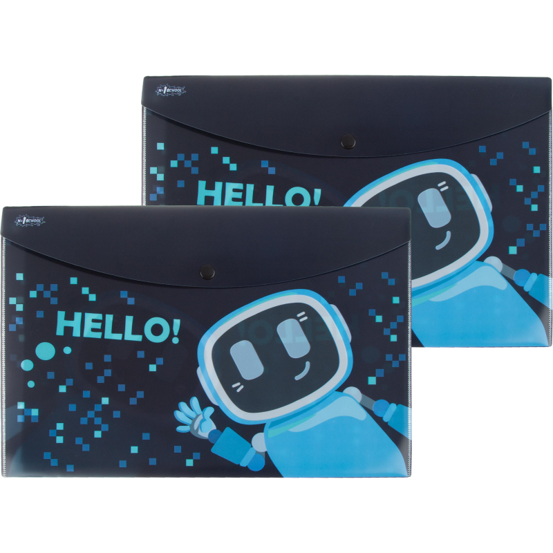 Папка-конверт на кнопке А4 №1 School Robot Hello  2шт/уп - фото 4