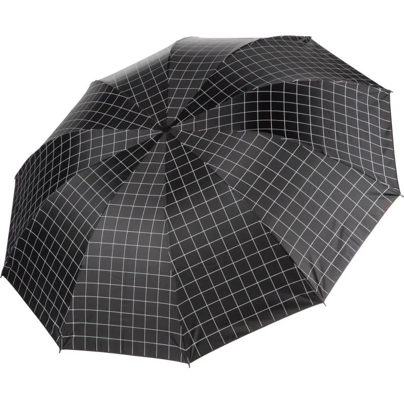 Зонт складной, механика, 10 спиц, черный в клетку, HD-HW10B(H/T) - фото 2
