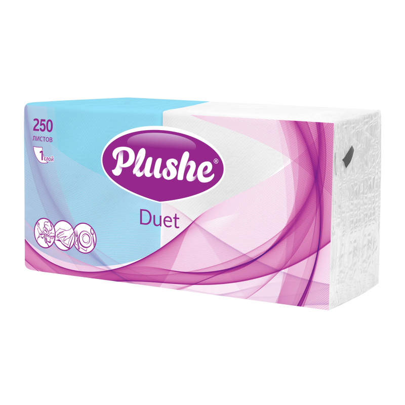 Салфетки бумажные Plushe Duet 24х24 пастель 1сл 250л/уп - фото 3