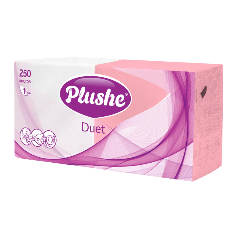 Салфетки бумажные Plushe Duet 24х24 пастель 1сл 250л/уп - фото 4
