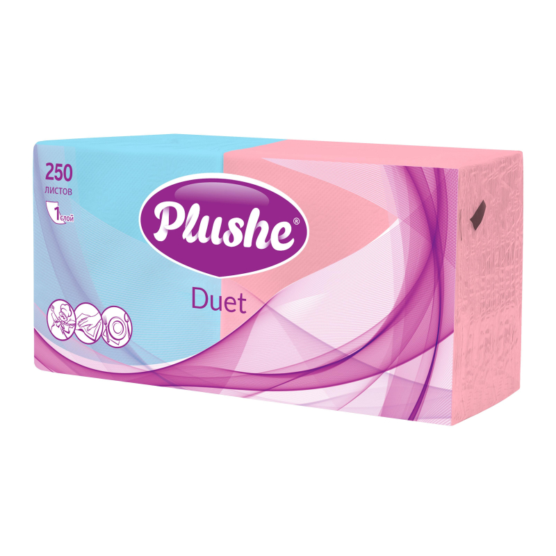Салфетки бумажные Plushe Duet 24х24 пастель 1сл 250л/уп - фото 7