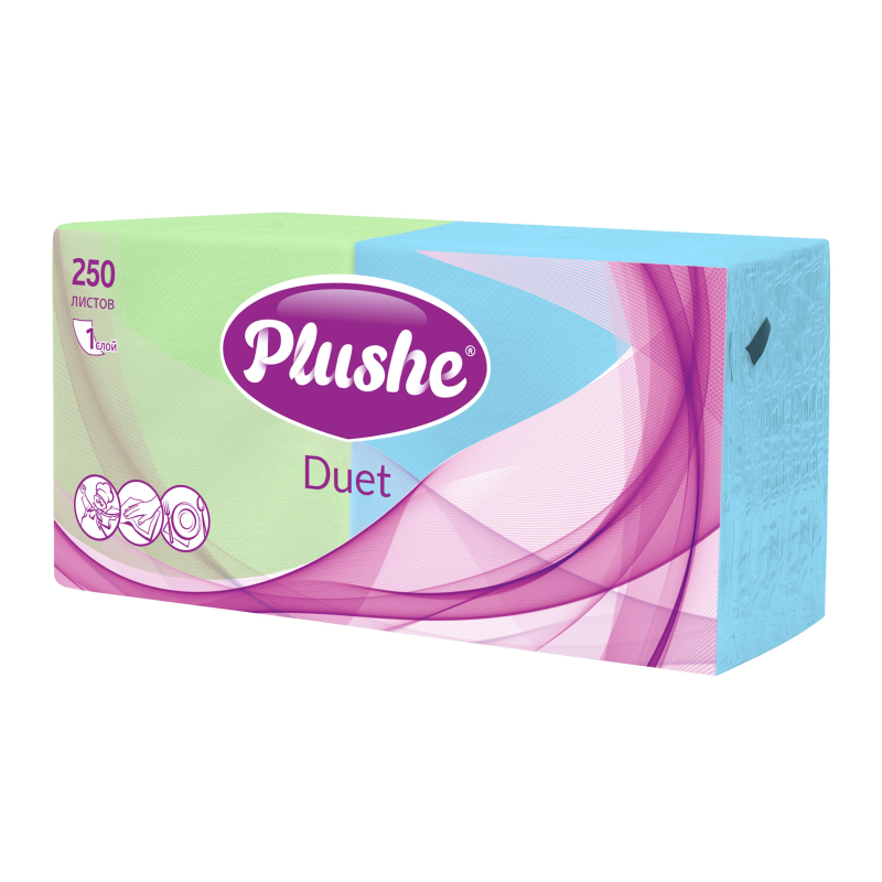 Салфетки бумажные Plushe Duet 24х24 пастель 1сл 250л/уп - фото 8