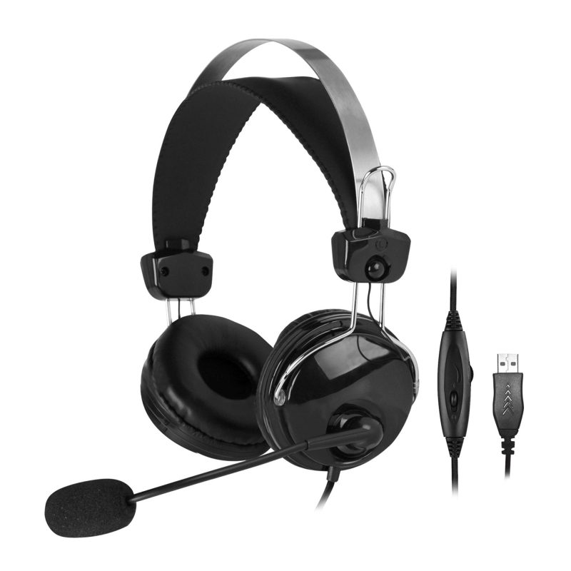 Гарнитура A4Tech (HU-7P) черный 2м накладные USB - фото 2