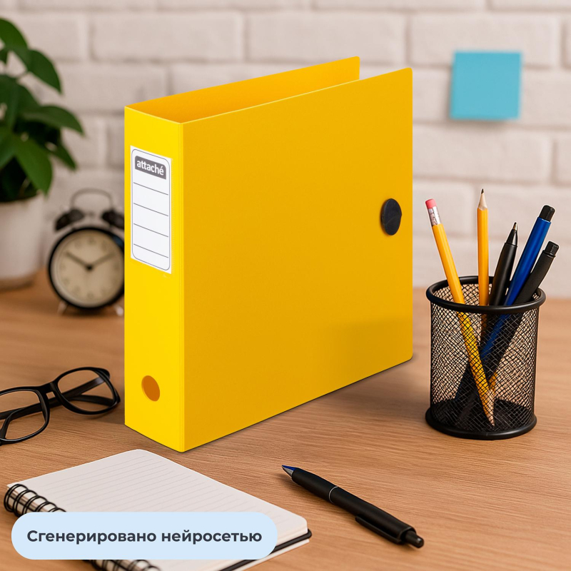 Папка-регистратор А4 80мм Attache на резинке, полифом, желтый - фото 13