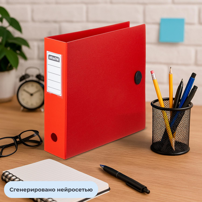 Папка-регистратор А4 80мм Attache на резинке, полифом, красный - фото 13