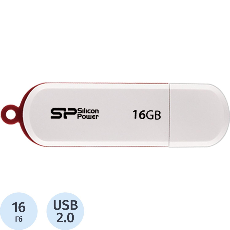 Флеш-память Silicon Power LuxMini 320, 16Gb, USB 2.0, бел, SP016GBUF2320V1W - фото 2