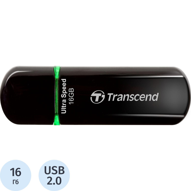 Флеш-память Transcend JetFlash 600, 16Gb, USB 2.0, чер, TS16GJF600 - фото 1