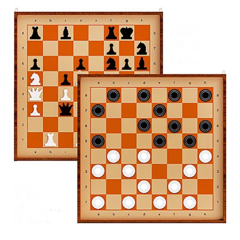 Игра Шахматы и шашки магн.демонстрац. доска 73x73x3,5см,фигуры в наб 03903 - фото 1