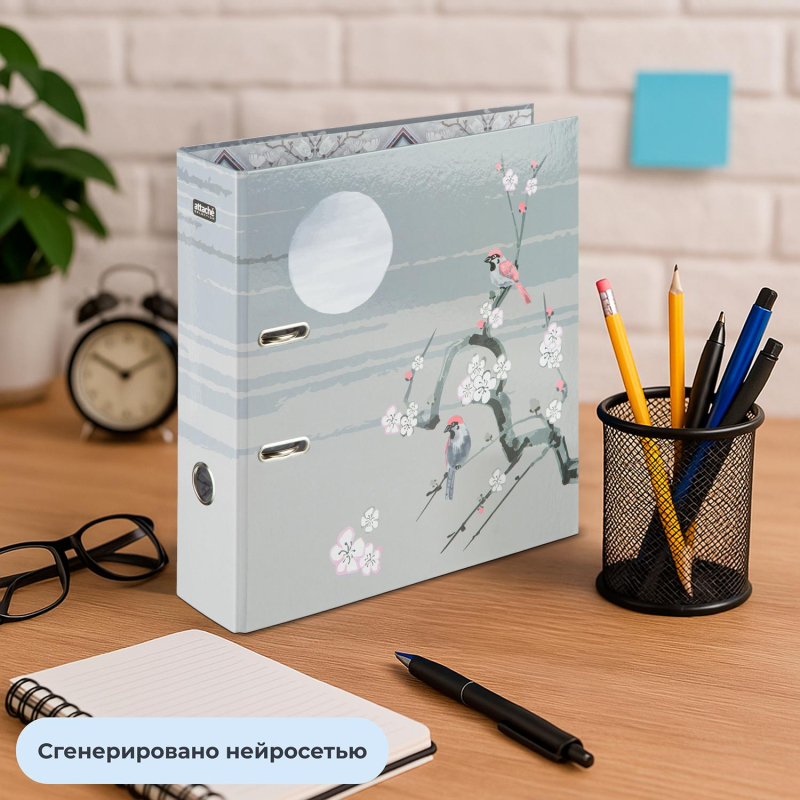 Папка-регистратор А4, 80мм, Attache Selection Япон. Сад 2,лам. бум/лам. бум - фото 10