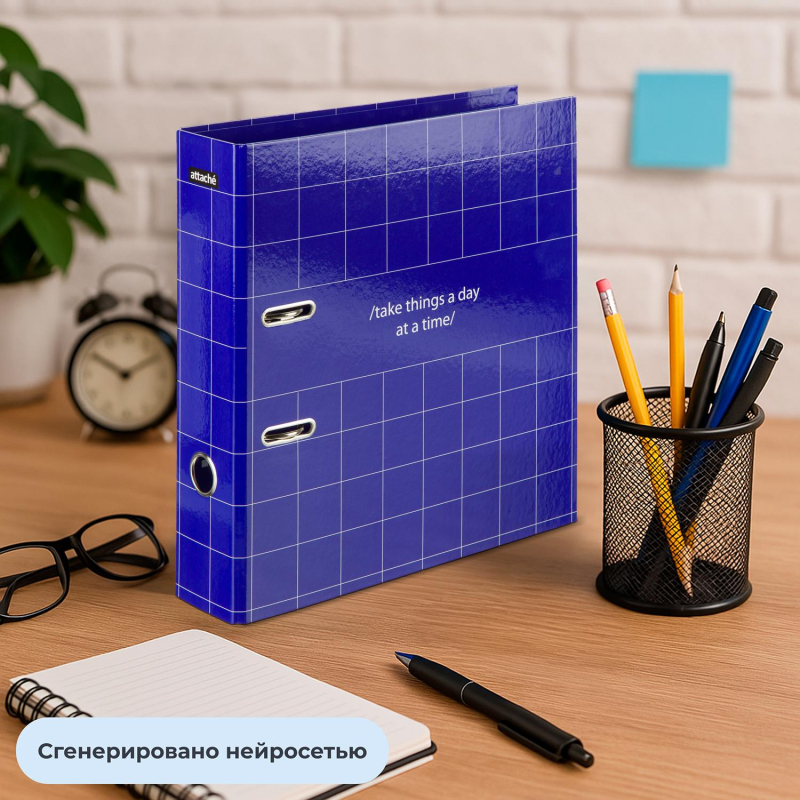 Папка-регистратор А4, 75мм, Attache Comfort, синяя, лам. бум/лам. Бум - фото 11