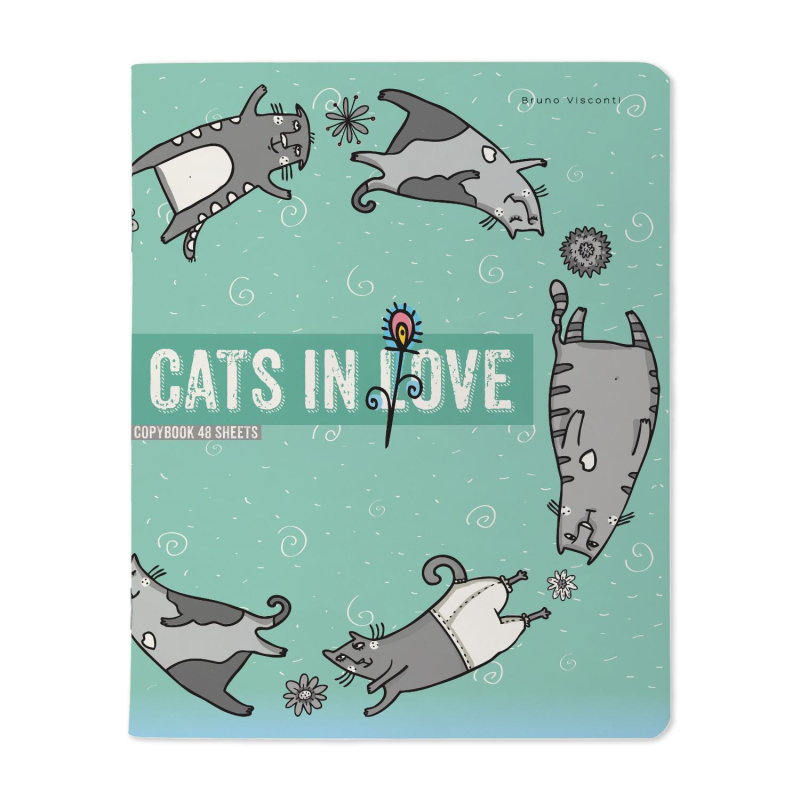 Тетрадь общая А5,48л,клетка,скреп,CATS IN LOVE,5шт/уп,7-48-1230/5 - фото 6
