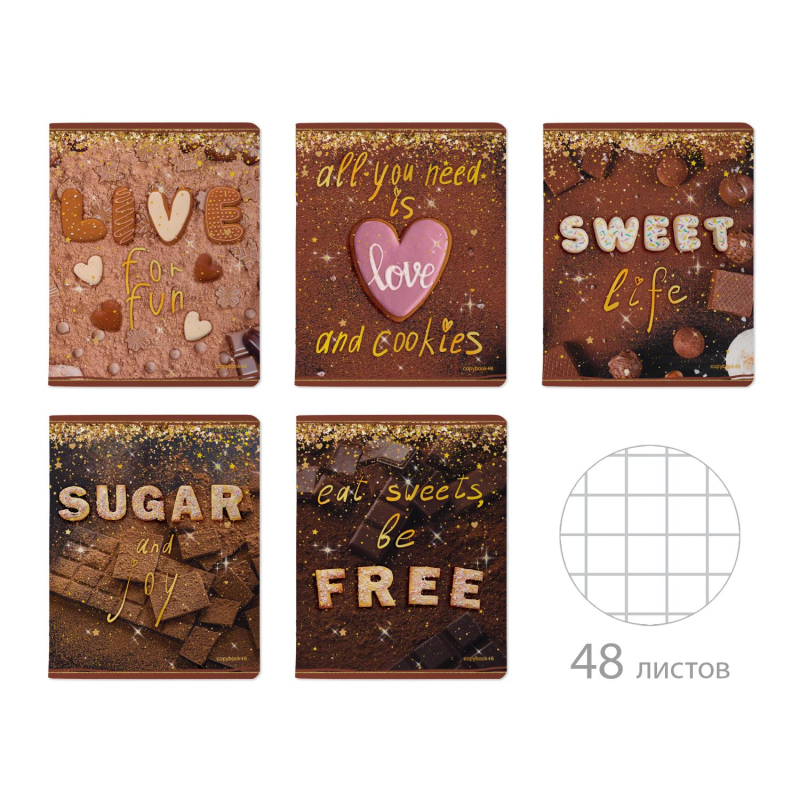 Тетрадь общая А5,48л,клетка,скреп,SWEET LIFE,5шт/уп,7-48-1237/5 - фото 10