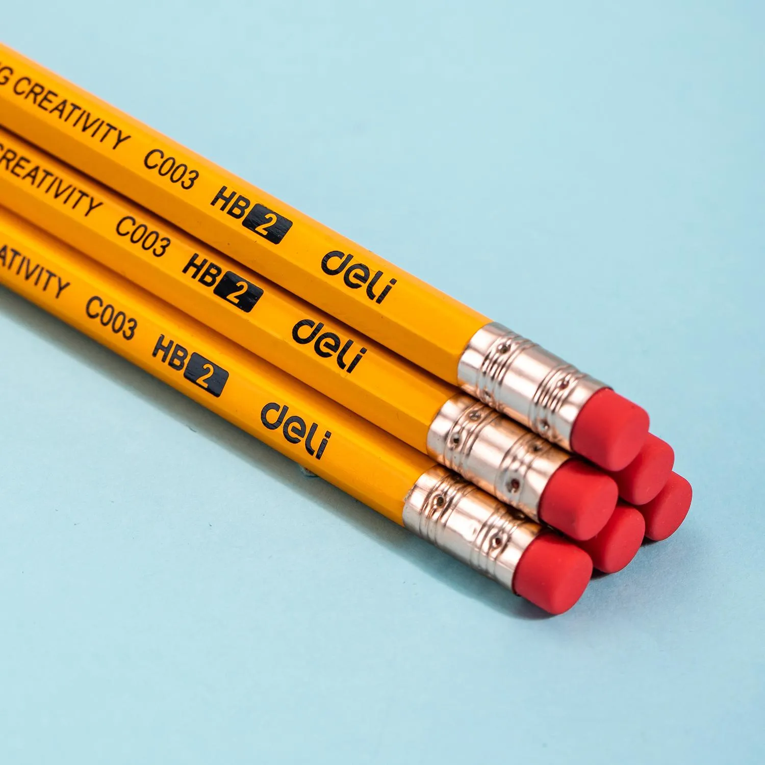 Карандаш чернографитный Deli Scribe HB 6-гр, с ластиком, желтый EC003-HB - фото 4