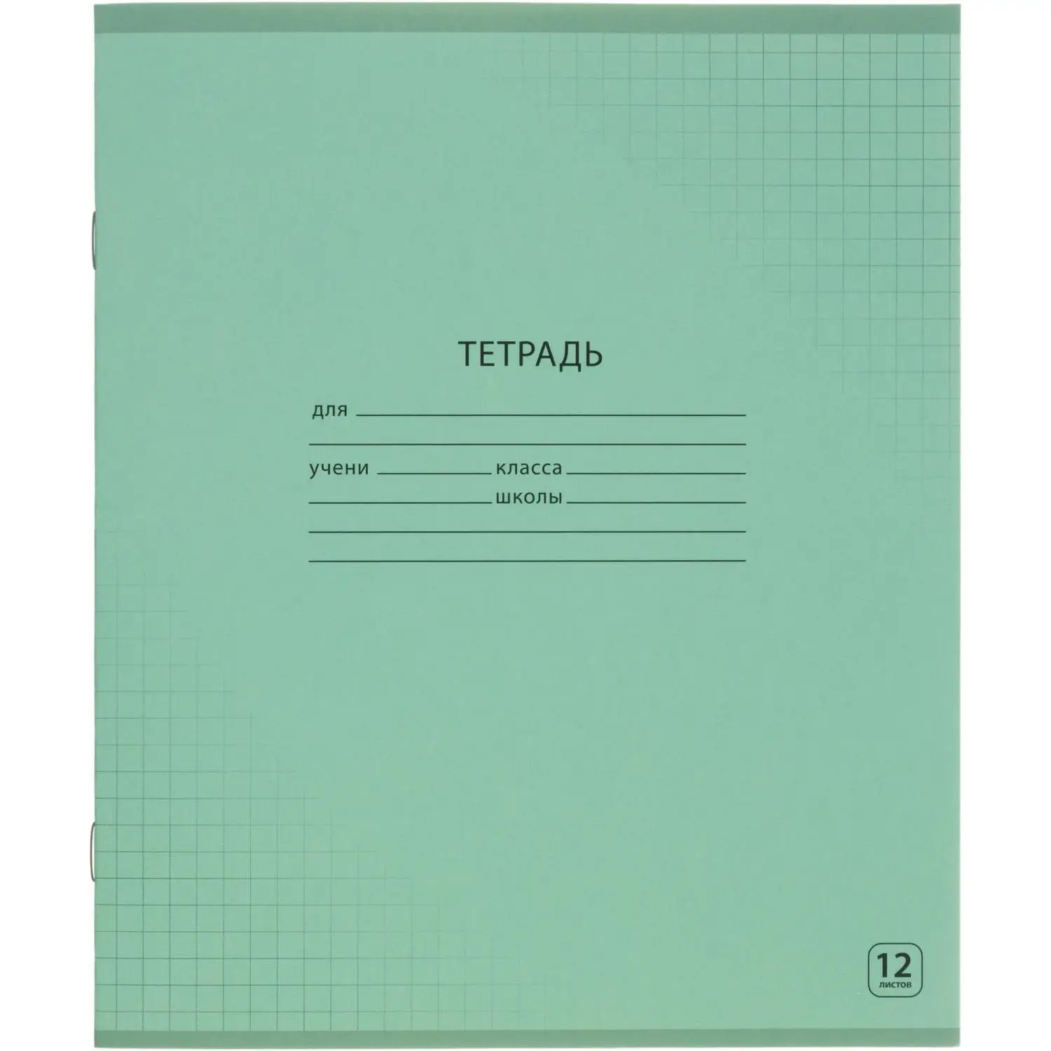 Тетрадь школьная А5,12л,клетка, Выбор есть зеленый 20шт/уп - фото 1