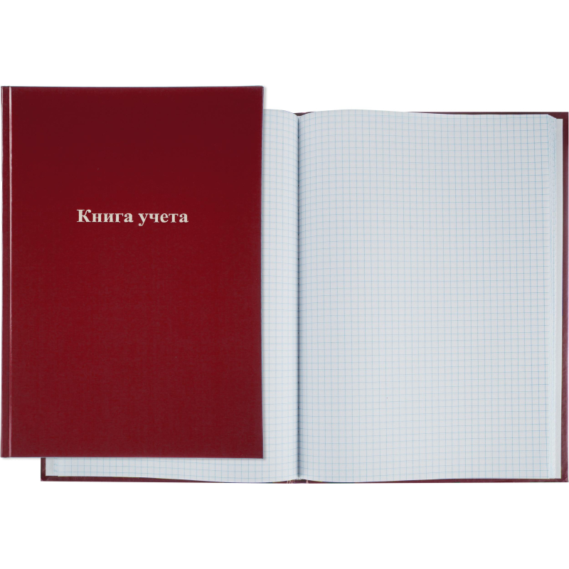 Книга учета Attache А4 96л в клетку блок офсет, бумвинил бордовый - фото 1