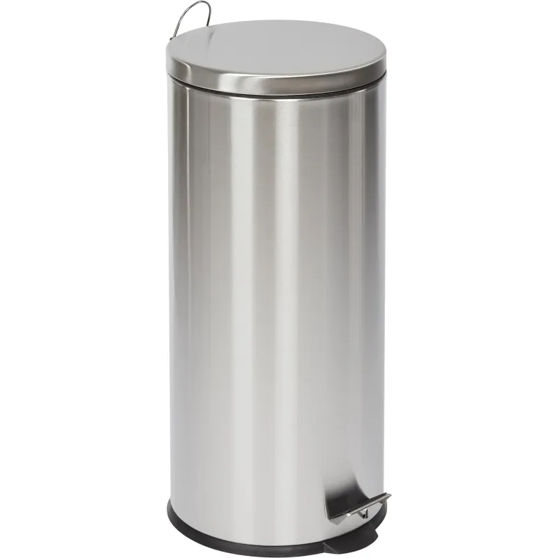 Ведро мусорное с педалью и доводчиком Luscan 30 л, матовое, нерж сталь - фото 1