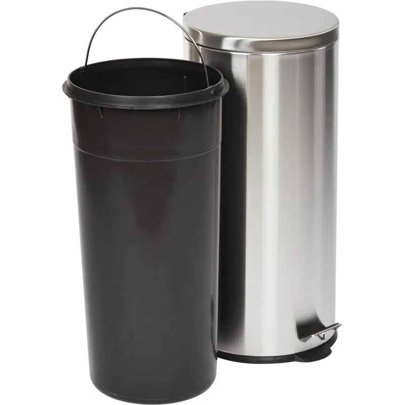 Ведро мусорное с педалью и доводчиком Luscan 30 л, матовое, нерж сталь - фото 3