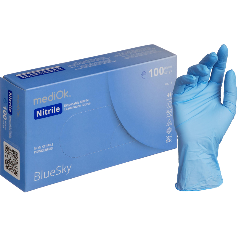Перчатки mediOk нитрил.,голубой Blue Sky 4г., (XL) 50пар/уп - фото 1
