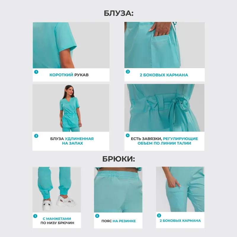 Костюм жен (куртка, бр) м24 бирюз 96/158-164 - фото 2