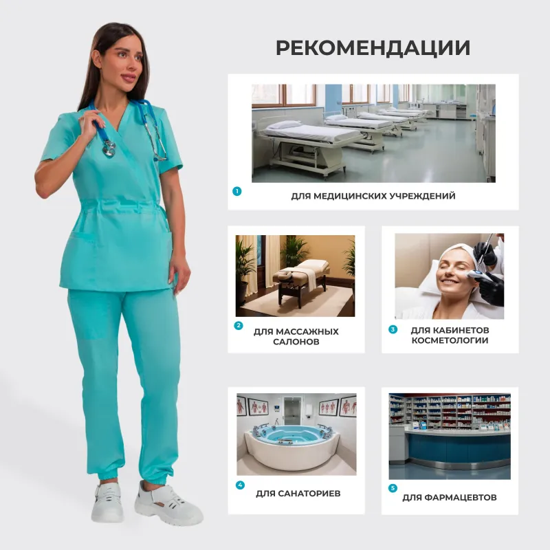 Костюм жен (куртка, бр) м24 бирюз 96/158-164 - фото 4