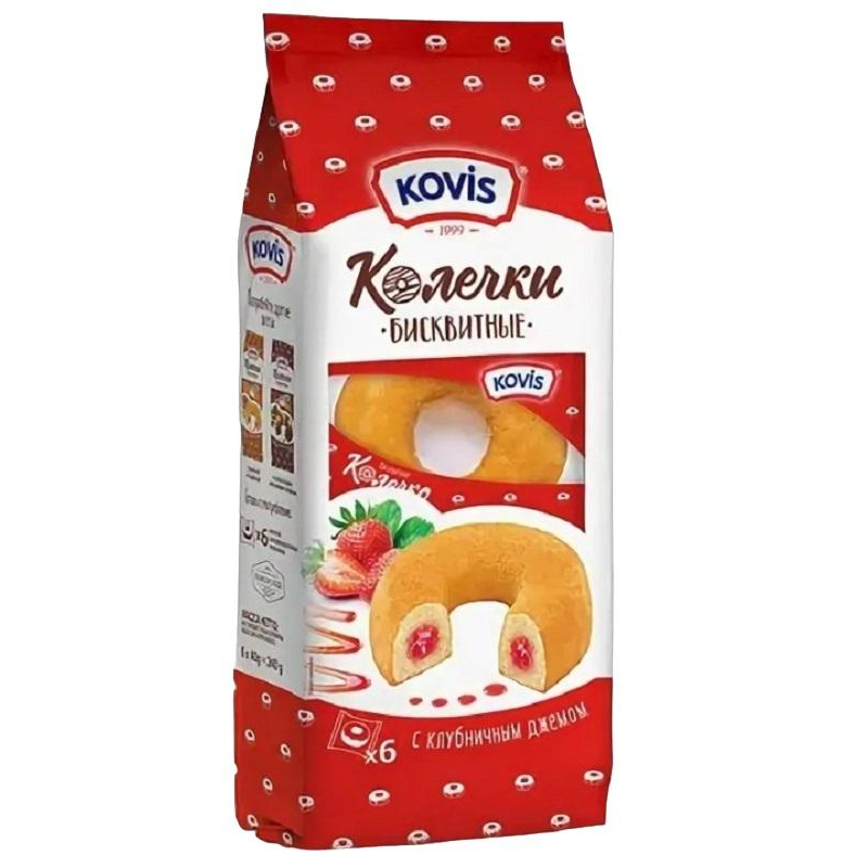 Пирожное колечки Kovis сдобные с клубн. джемом, 240г - фото 1