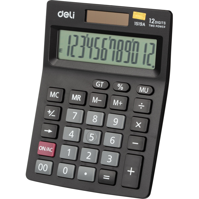 Калькулятор настольный КОМП. Deli E1519A, 12-р, дв.пит., 140x102мм, черный - фото 3