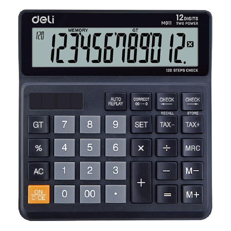 Калькулятор настольный КОМП. Deli EM01120, 12-р, дв.пит., 139x131мм, черный - фото 1