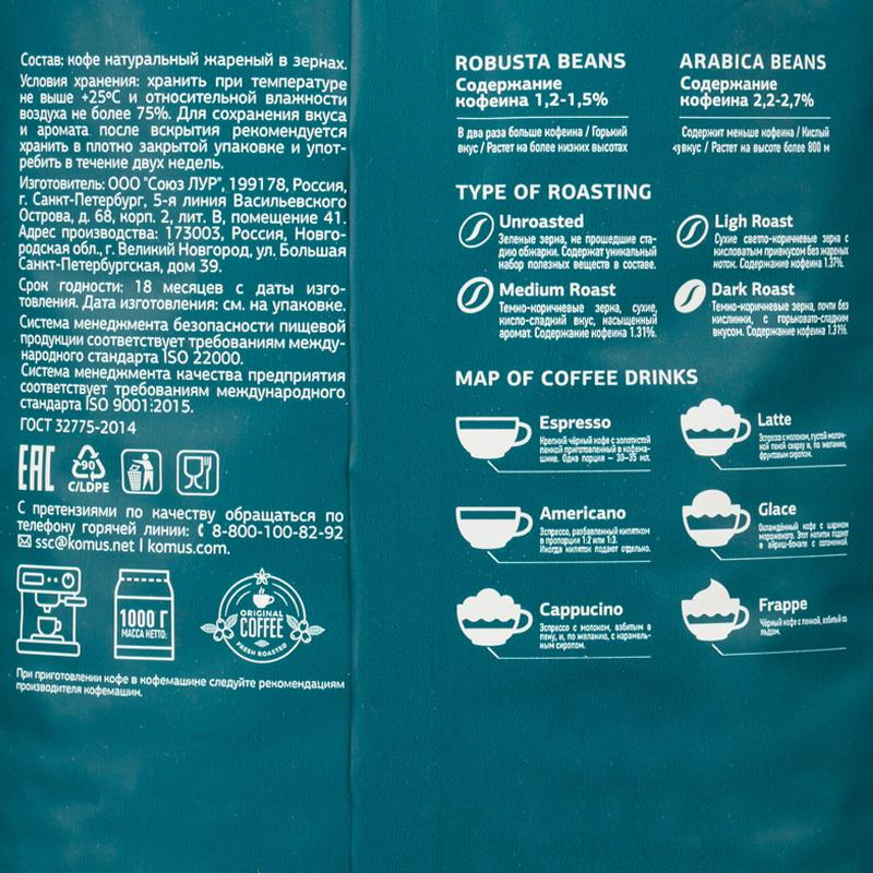 Кофе Деловой Стандарт Espresso Grande в зернах нат. жар., 1кг - фото 2