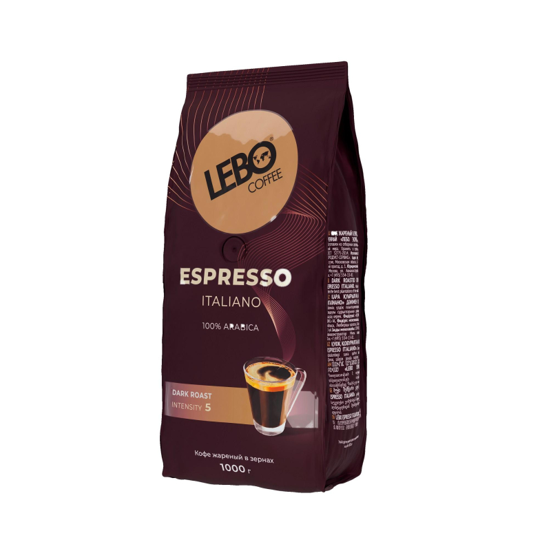 Кофе Lebo Espresso Italiano в зернах темн. обжар., 1кг - фото 1
