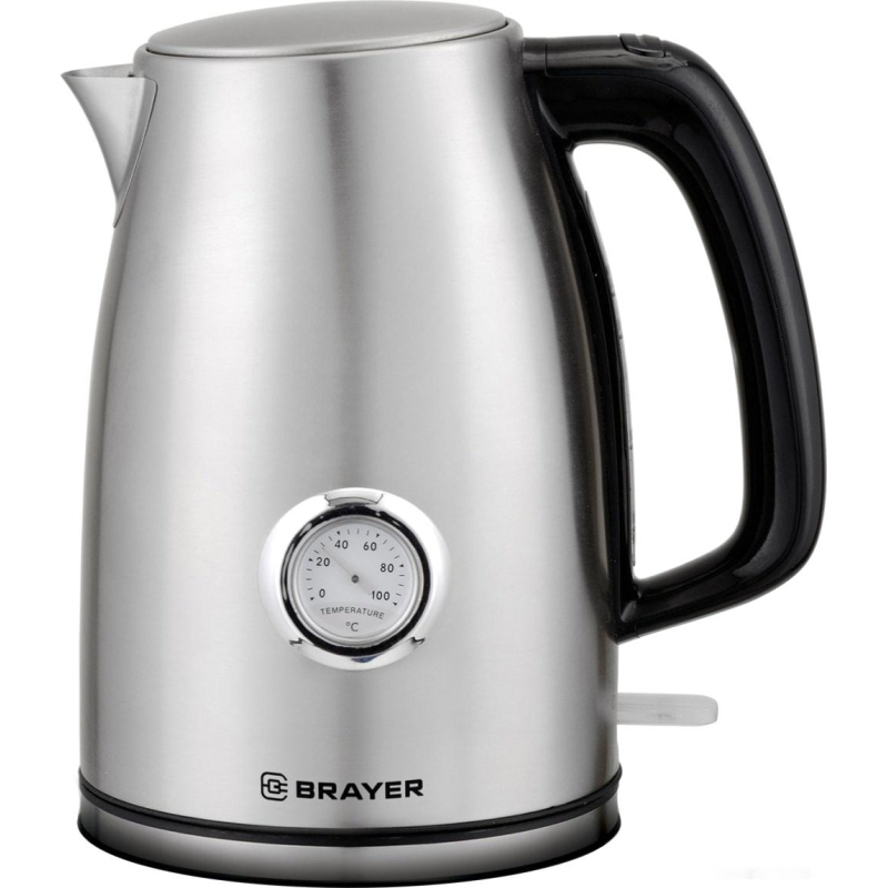 Чайник электрический  BRAYER 2200Вт.1,7 л, STRIX,стальной,термометр(BR1022) - фото 1