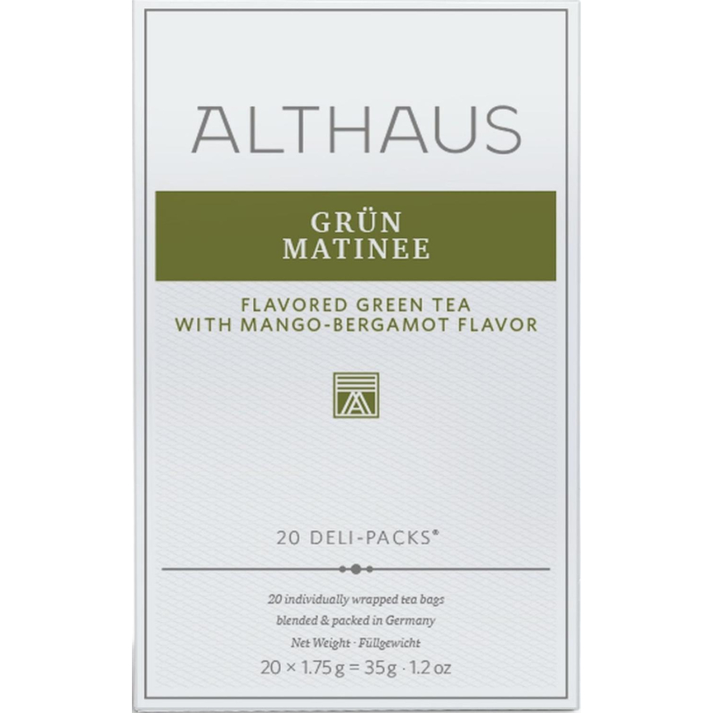 Чай Althaus Grun Matinee зеленый, 20пакx1,75г ЧА008 - фото 1