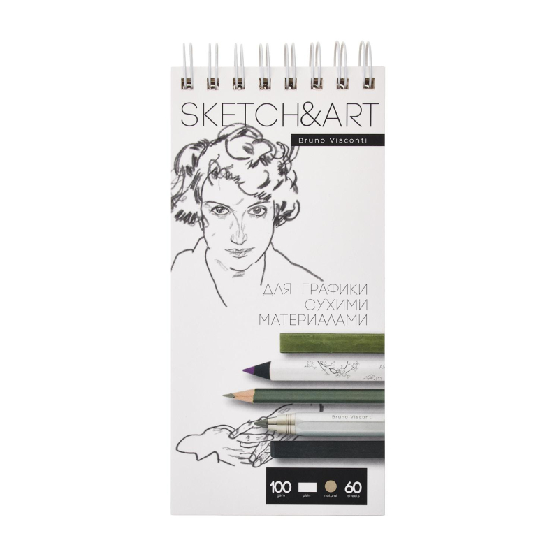 Скетчбук Sketch&Art 105х220мм 60л пухлая 100г на гребне 1-60-564/03 - фото 1