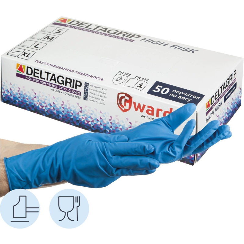 Перчатки латекс Deltagrip High Risk (XL) 25пар./уп,ПС - фото 1