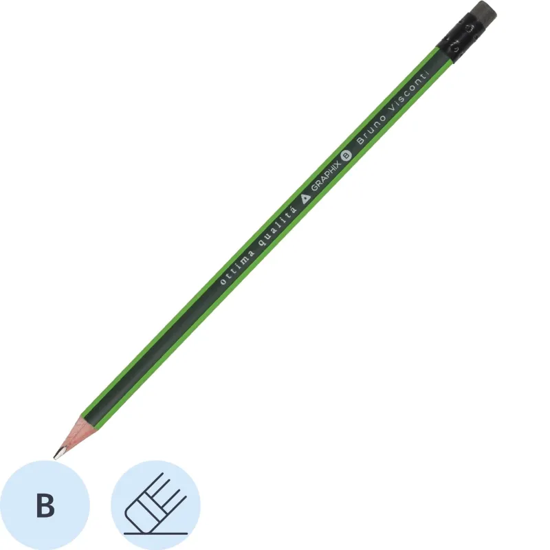 Карандаш чернографитный BV Graphix с ластиком В 21-0023 - фото 1