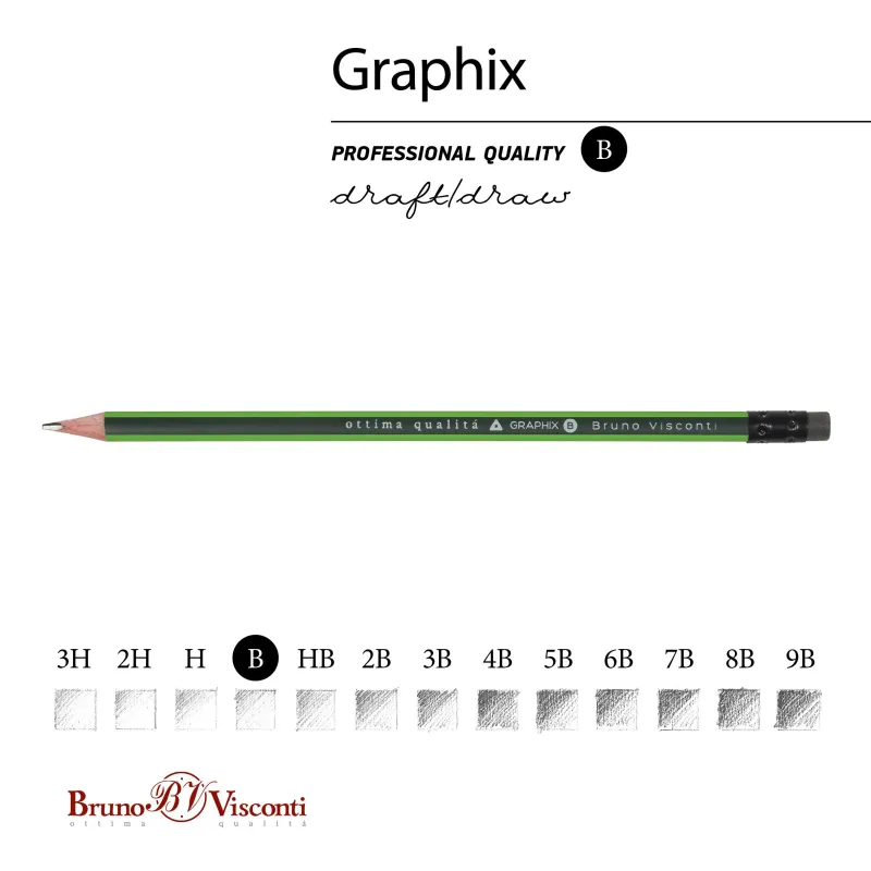 Карандаш чернографитный BV Graphix с ластиком В 21-0023 - фото 2