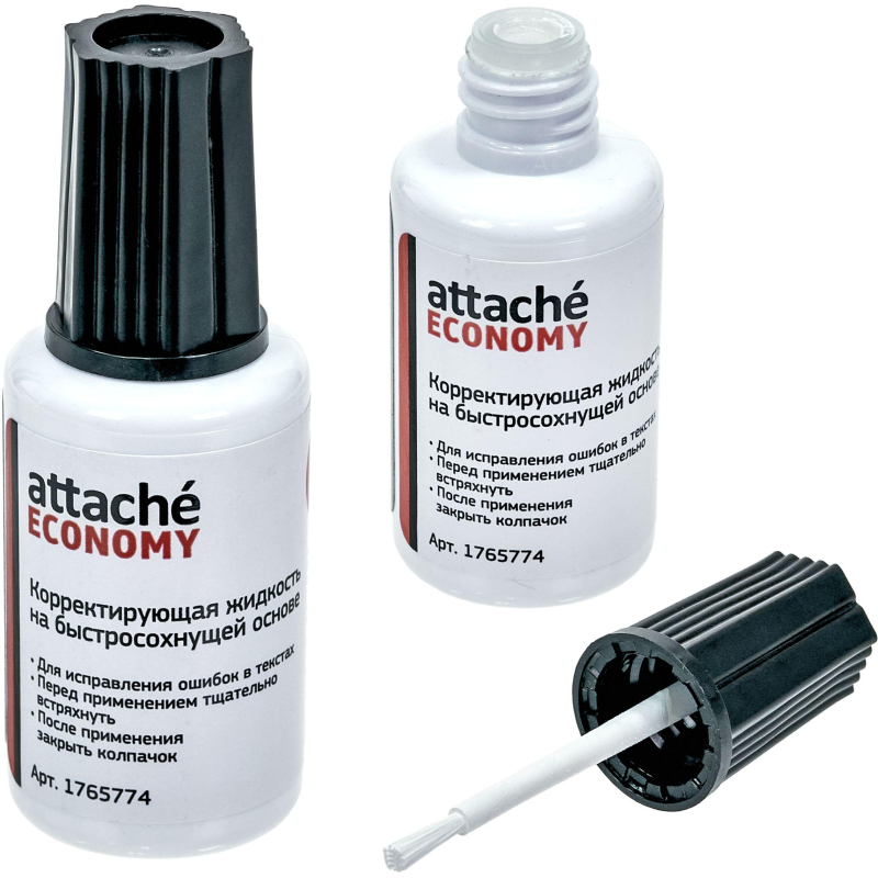 Корректирующая жидкость 25г Attache Economy быстросохнущая основа, кисточка - фото 3
