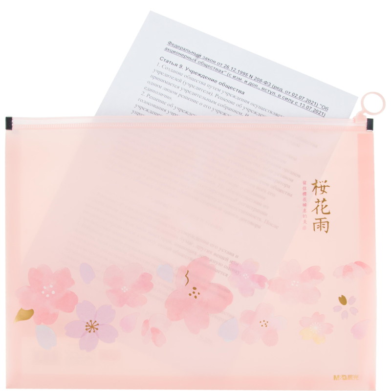 Папка-конверт на молнии zip M&G Sakura Rain, А4, РР, цвет в асс ADM929NT - фото 3