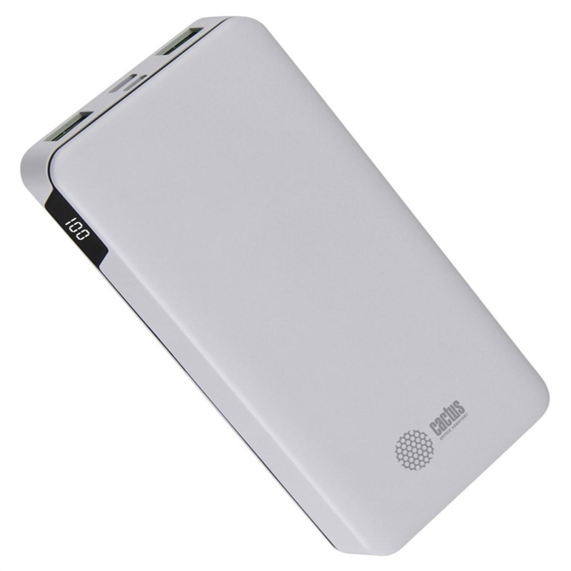 Внешний аккумулятор Cactus CS-PBFSKT-10000 10000mAh 2.1A 2xUSB белый - фото 1