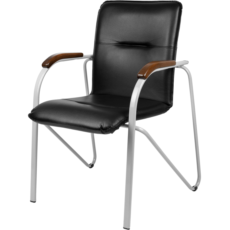 Конференц-кресло UA_EChair SAMBA Silver к/з черн./орех (V-4 1.031) - фото 1