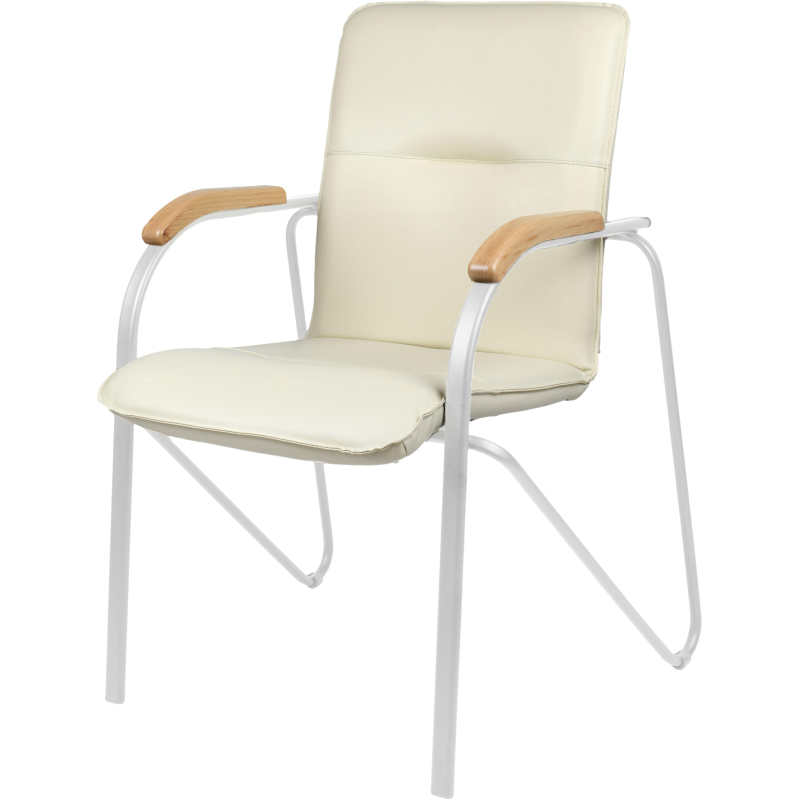 Конференц-кресло UA_EChair SAMBA Silver к/з беж./бук (V-18 1.007) - фото 1