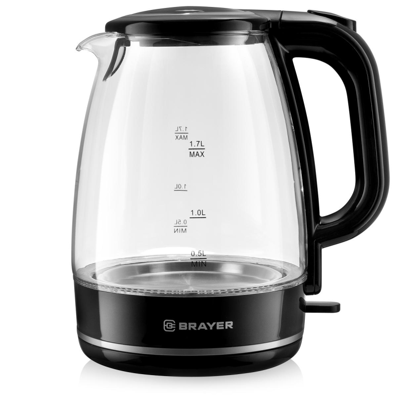 Чайник электрический BRAYER BR1030,2.2 кВт, 1,7 л, стекло,автооткл.,подсвет - фото 1