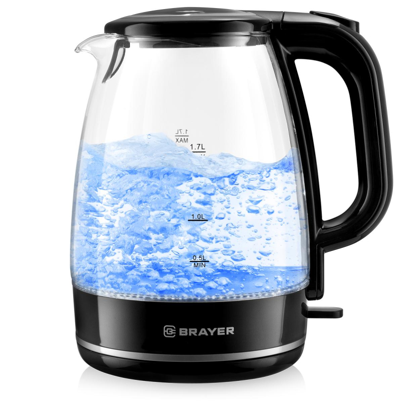 Чайник электрический BRAYER BR1030,2.2 кВт, 1,7 л, стекло,автооткл.,подсвет - фото 8