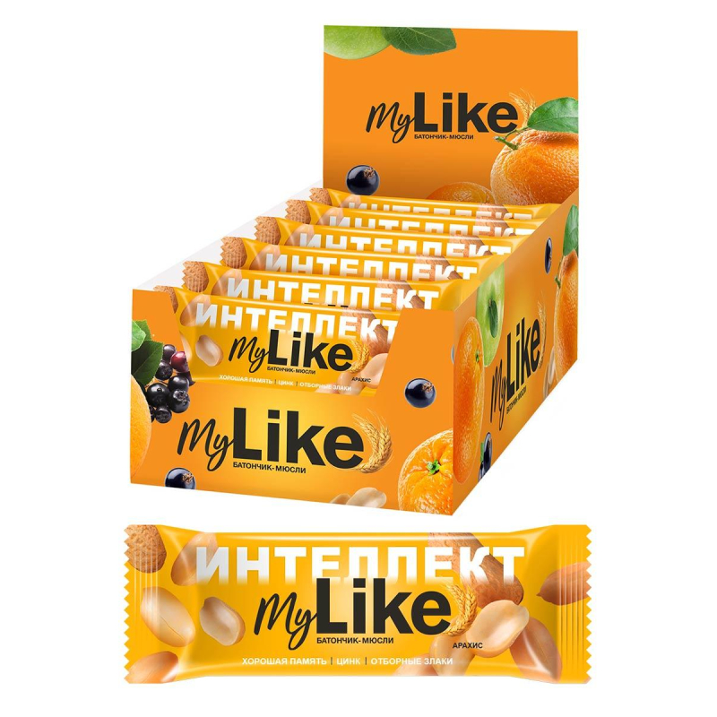 Батончик мюсли MyLike Арахис для интеллекта, 25гх30шт/уп - фото 1