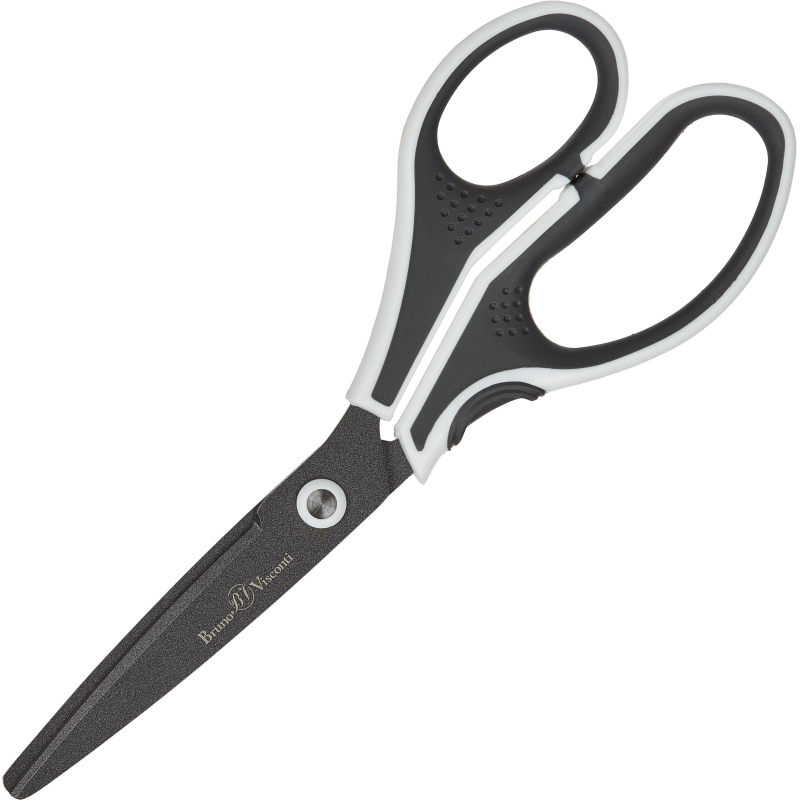 Ножницы Bruno Visconti FINECUT 210мм, тефл.покр,прорезин. ручки,ч/б,60-0026 - фото 1