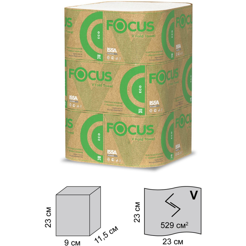 Полотенца бумажные д/дисп. FOCUS Eco Vсл 1сл бел 250л 15пач/уп 5083741 п/э - фото 3