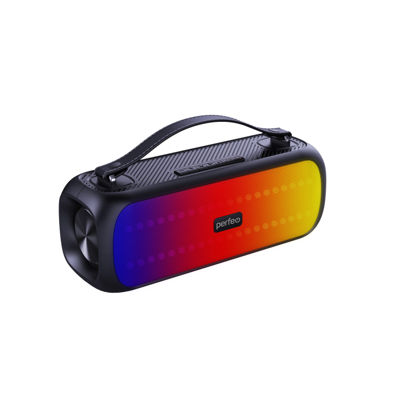 Колонка Perfeo L.E.D., 14Вт, MP3/USB/AUX/FM черная (PF_D0053) - фото 1
